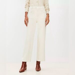 LOFT Women's Sailor High Rise Wide Leg Crop Jeans in Popcorn, size 00